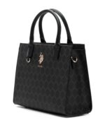 Scarlet Black Monogram Printed Satchel Handbag with Dual Handles - Image 3