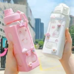 700ml Kawaii Water Bottle with Straw and Sticker Outdoor