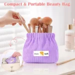 Corduroy Elastic Storage Bag cosmetic Bags - Image 3