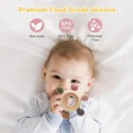 Silicone Wooden Baby Teether Baby Products - Image 3