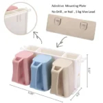 3 Cup Toothbrush Holder Bathroom Shelf Magic Sticker Series Bathroom Accessories - Image 3